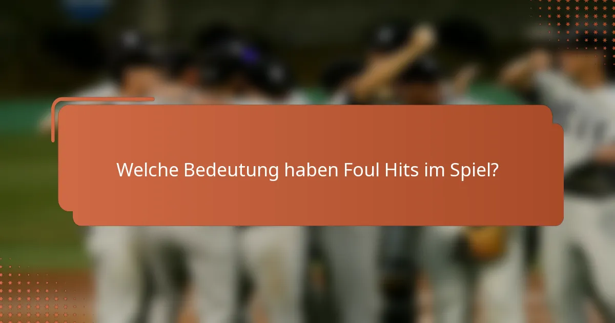 Welche Bedeutung haben Foul Hits im Spiel?