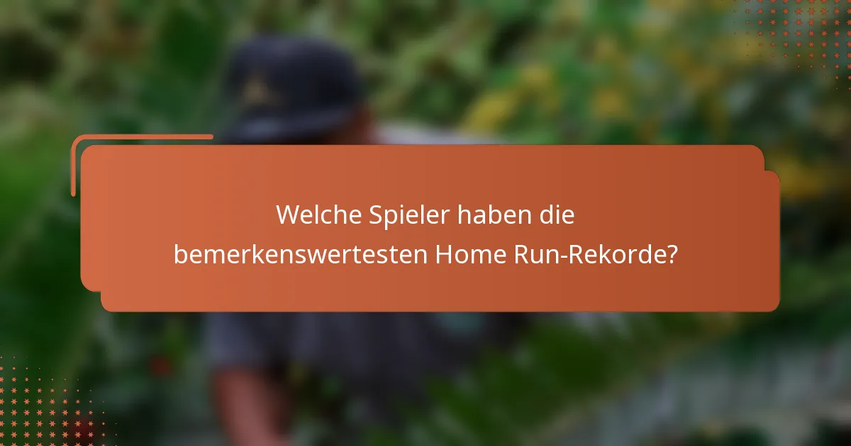 Welche Spieler haben die bemerkenswertesten Home Run-Rekorde?