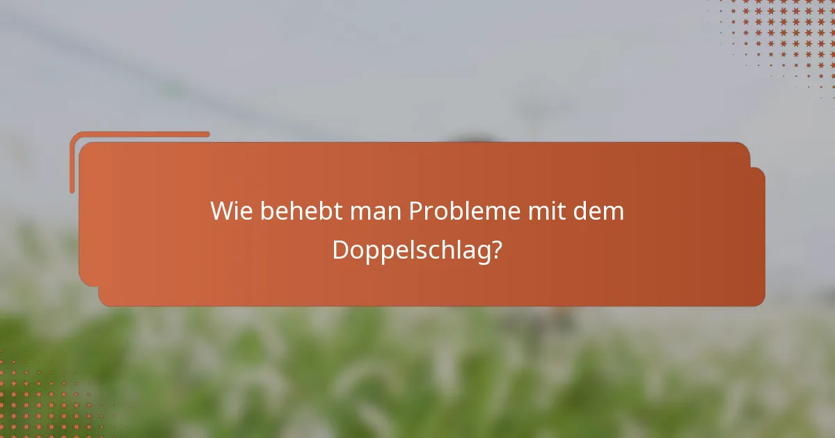 Wie behebt man Probleme mit dem Doppelschlag?
