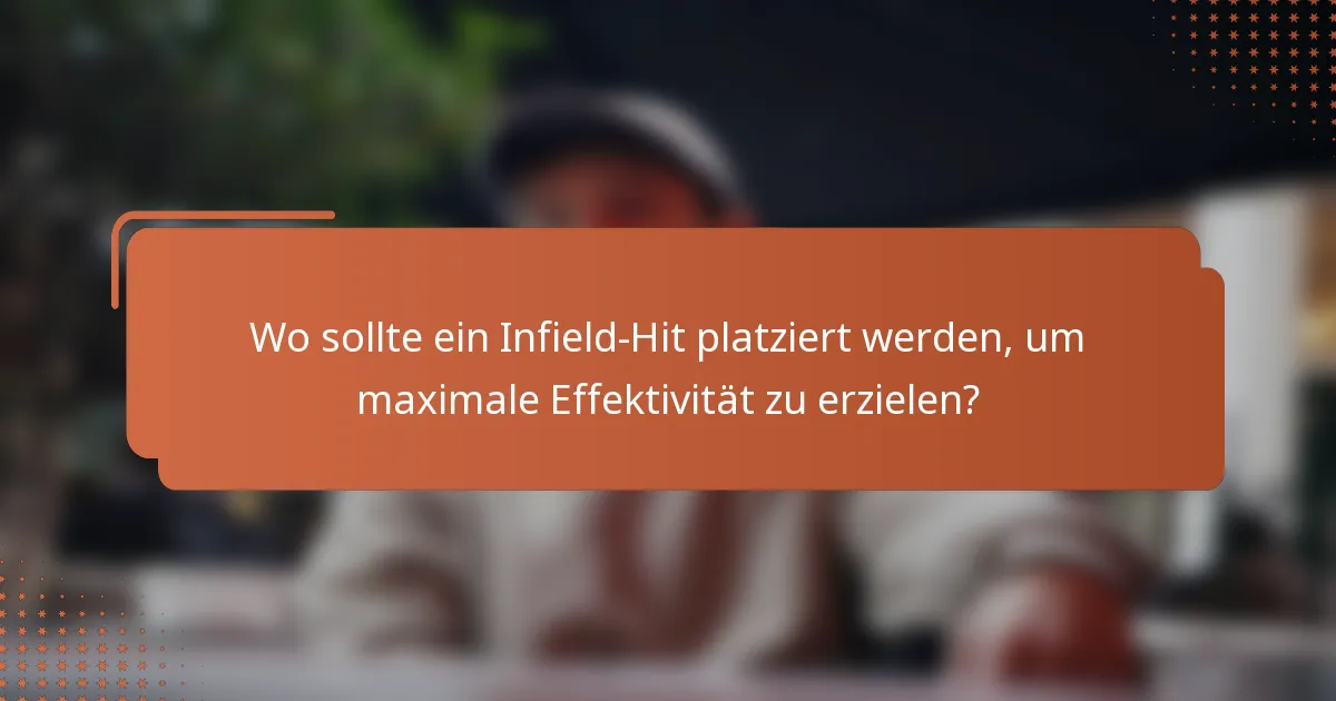 Wo sollte ein Infield-Hit platziert werden, um maximale Effektivität zu erzielen?